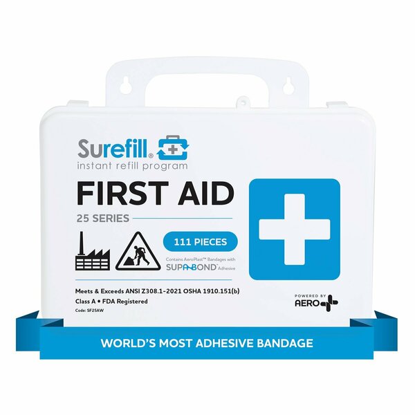 Aero Healthcare Surefill 25 Ansi 2021 A+ First Aid Kit - Weatherproof Plastic Case SF25AW